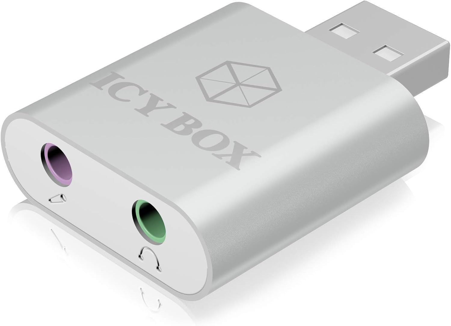 ICY BOX USB Audio Adapter - USB A/2 x 3.5mm Silver - Aluminium Housing - C-Media HS-100B Chipset - Image 3