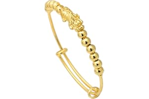 Balaijor Fashion 18K Gold Plated Feng Shui Arm Band Bracelet Pi Xiu Beads Adjustable Cuff Bracelet