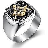 Masonic Ring, Compass and Square Ring for Men, Freemason Ring Masonic Jewelry, Hip Hop Masonic Signet Biker Rings Masonic Symbol Square Ring All Seeing Eye Ring for mens