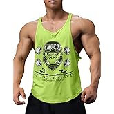 GYMAPE Mens Stringer Gym Bodybuilding Tank Tops Cotton for Workout with Arch Hem