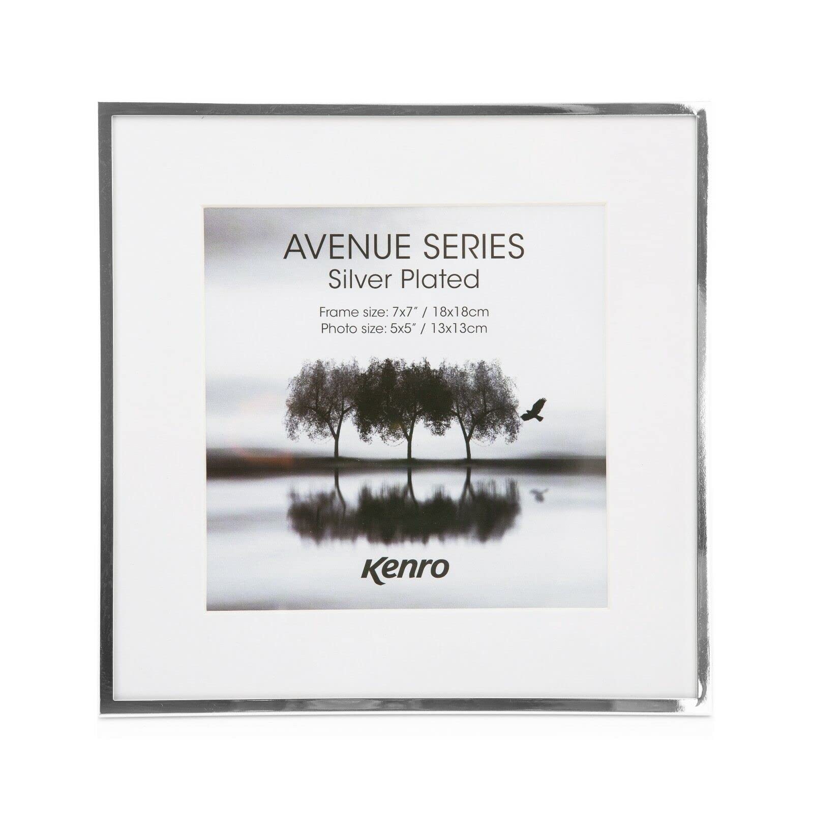Kenro Avenue Silver Plated Photo Frame 5x5 Inch / 13x13cm with Mat for Photo 3x3 Inch / 8x8cm– AVE0808S