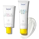Supergoop! Unseen Sunscreen SPF 50 Invisible Sun Protection for Face (1.7 fl oz) + Unseen Sunscreen Body SPF 40 (3.4 fl oz)