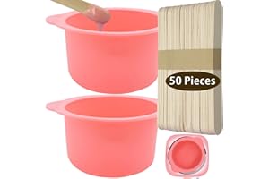 LEISENOR 2 Pcs Silicone Wax Warmer Liner & 50 Pcs Waxing Sticks Body Hair Removal Sticks Applicator Easy to Clean Non-Stick Wax Pot Silicone Bowl Replacement…