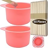 2 Pcs Silicone Wax Warmer Liner & 50 Pcs Waxing