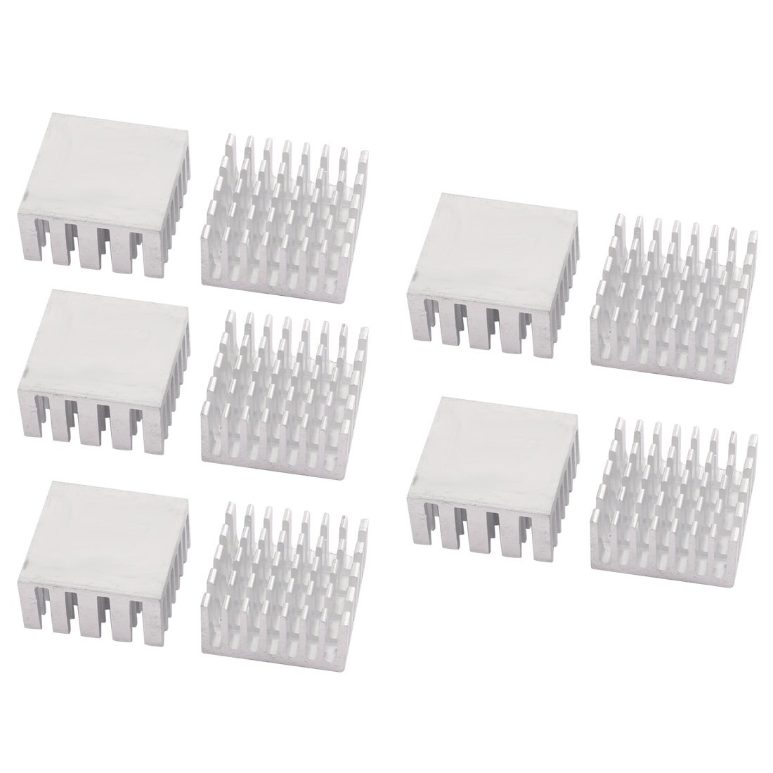 sourcing map 10Pcs 20mm x 20mm x 10mm Aluminum Heatsink Heat Diffuse Cooling Fin Silver Tone