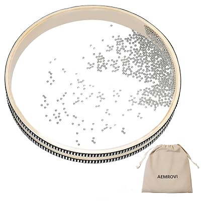 Ocean Drum Sea Drum 12inch- With Hardwood Shell and Wave Beads- Sound Healing Instrument for Meditation, Relaxation, Yoga, Stress Relief- Includes Storage Bag (12inch)