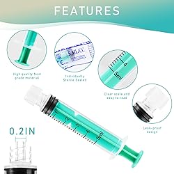 Vaokin 5ml Luer Lock Syringe, Leak-Proof Safety