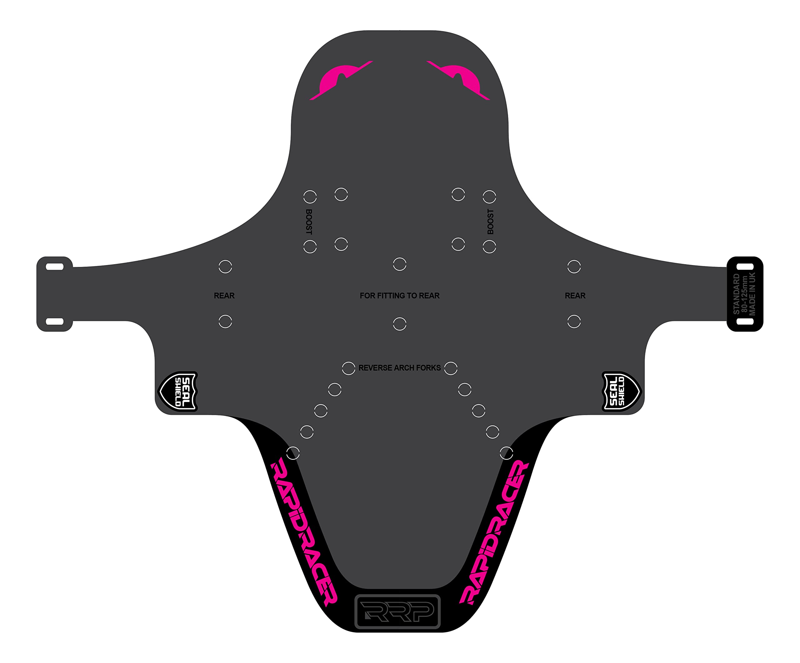 RRP Rapid Racer Products Unisex Adult Enduro Mudguard, Black/Pink, Standard