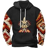 Zhyaj Classic Drawstring Hoodie for Men Classic Hooded Neck Long Floral Printed Sleeve Street Style Fall Sweatshirt with Kangaroo Pocket for Everydaywear