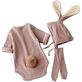 ACEHCEAR Baby Boys Girls Bunny Outfit My First Easter Costumes Infant Newborn Bodysuit Romper with Long Ear Hat 0-24 Months