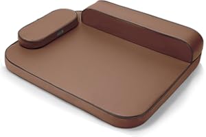Msutree XL Dog Bed for Large Dogs, Easy Clean Dog Sofa Air-Leather-Fabric Pet Bed, Stain & Waterproof Dog Bed with Memory Foam & Washable Cover, Brown, XL Size