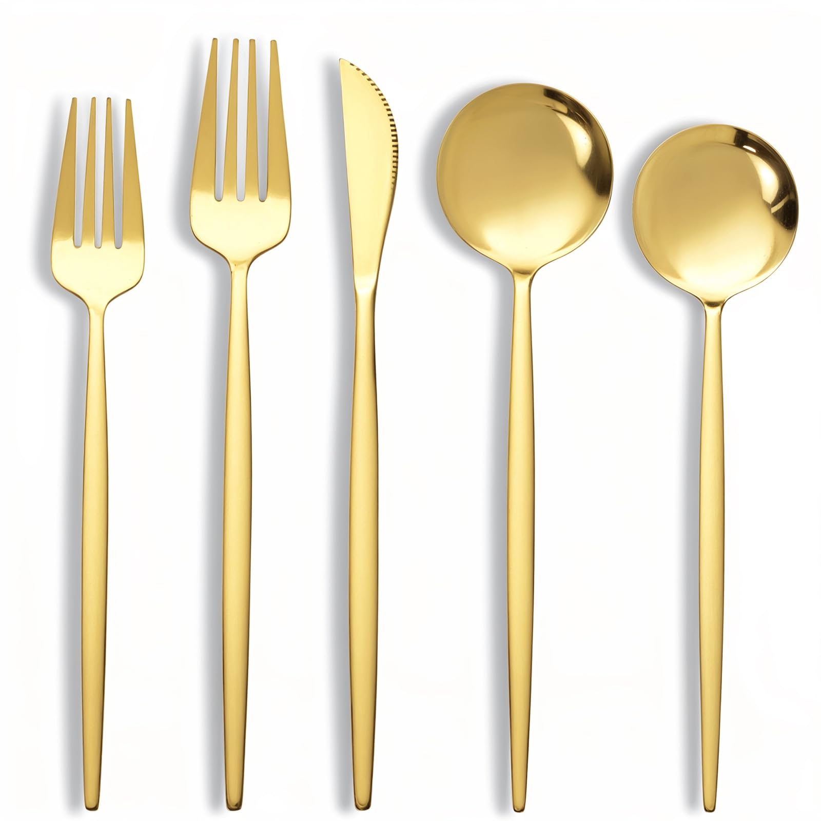 Photo 1 of NOCCUR 40-Piece Gold Silverware Set for 8 - Stainless Steel Gold Flatware Set Include Knives Spoons and Forks for Home&Restaurant