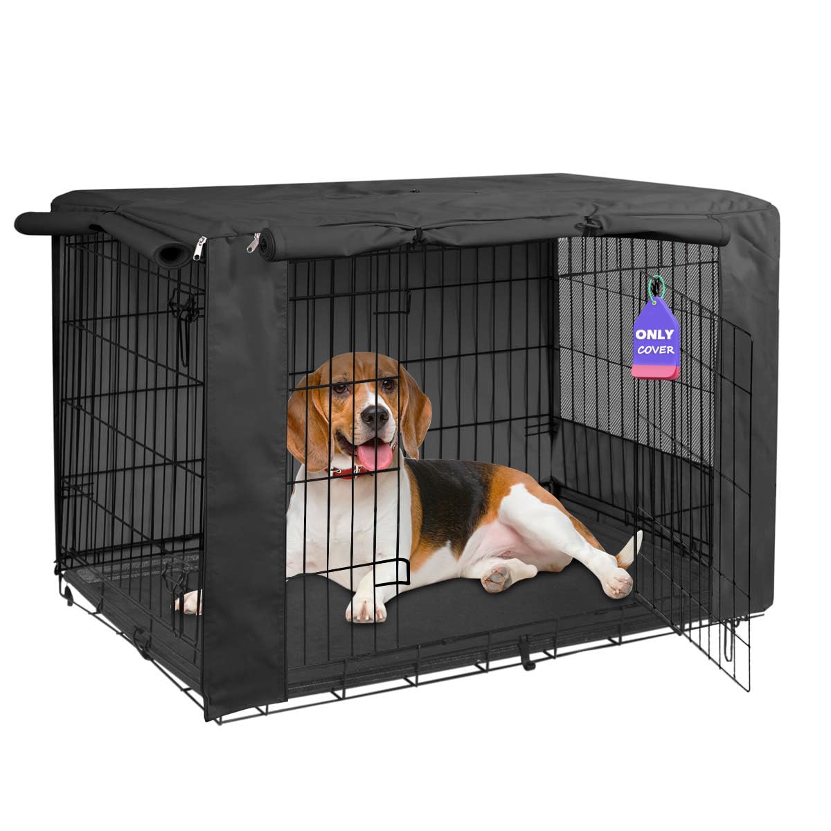 thumbnail image 2 of HiCaptain Dog Crate Cover For 24 Inch Wire Crates - Grey 600D Polyester Kennel Cover 2 of 4