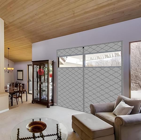 WOHOMZY THERMAL DOOR CURTAIN FITS DOORS SIZE 62″X83″,CURTAIN SIZE 65″X85″, MAGNETIC INSULATED CURTAIN CENTER OPEN, VISIBLE PANELS,KEEP WARM IN WINTER COOL IN SUMMER,DIAMOND PATTERN,GRAY