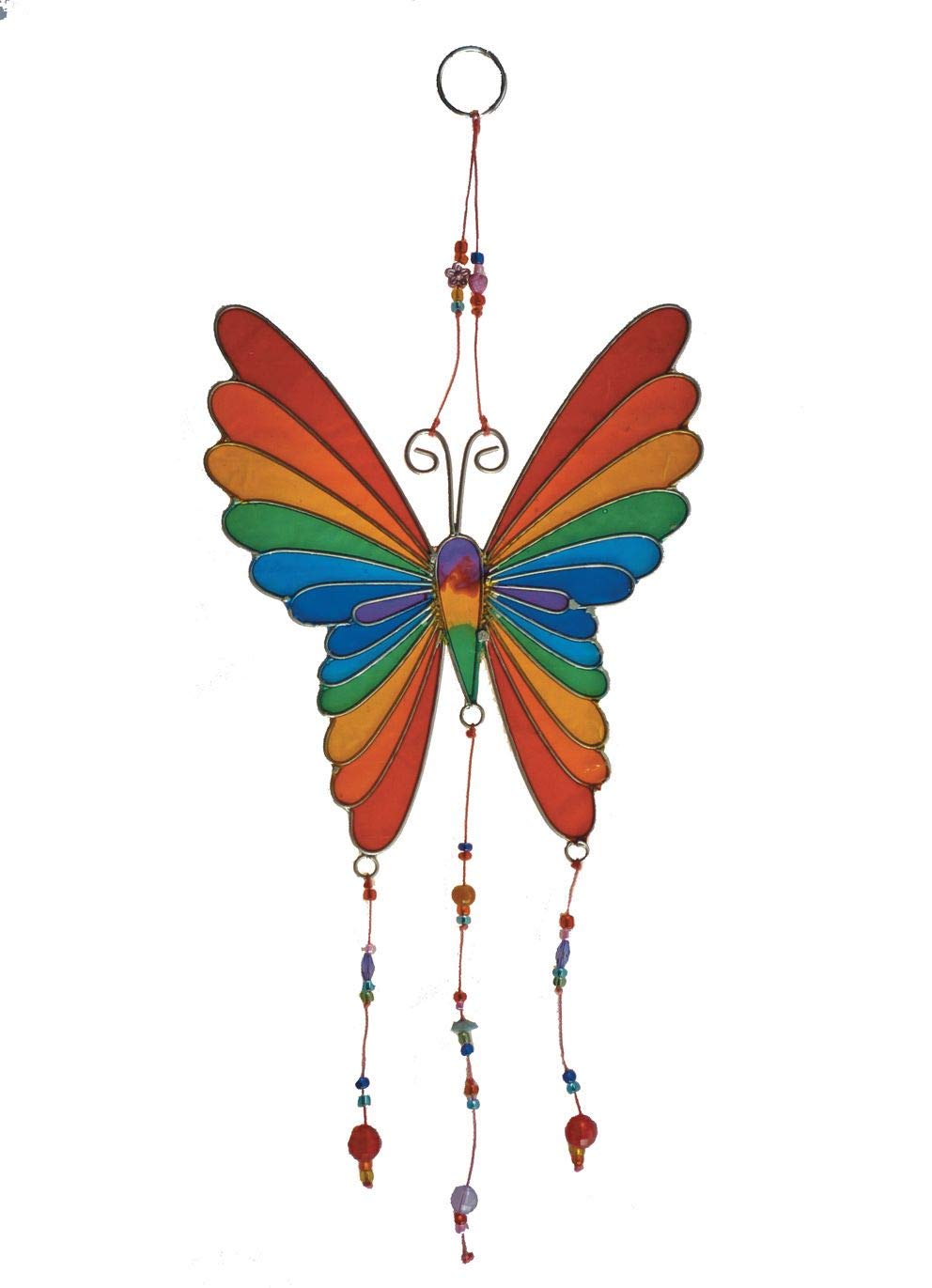 MyFamilyHouse Fair Trade Butterfly Suncatcher Sun Catcher Window Decor Rainbow Colours 39cm