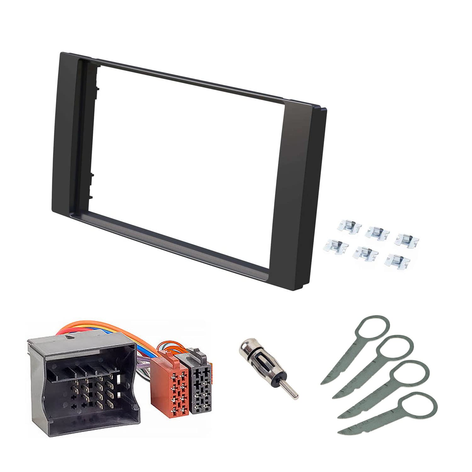 Audioproject A161 Double DIN Car Radio Fascia Set Compatible for Ford C-Max S-Max Focus 2 Fiesta Fusion Modeo Kuga Transit Radio Adaptor Black