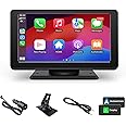 KooDux Wireless Carplay Screen for Car with Wireless Android Auto, 7-inch HD Portable Car Radio Stereo Touch Screen with Bluetooth, Voice Control, AUX, FM, Mirror Link, Video Playback, GPS Navigation