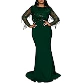 Cololura Sexy Sequin Plus Size Mesh Splice Perspective Party Cocktail Bodycon Evening Prom Mermaid Maxi Dress