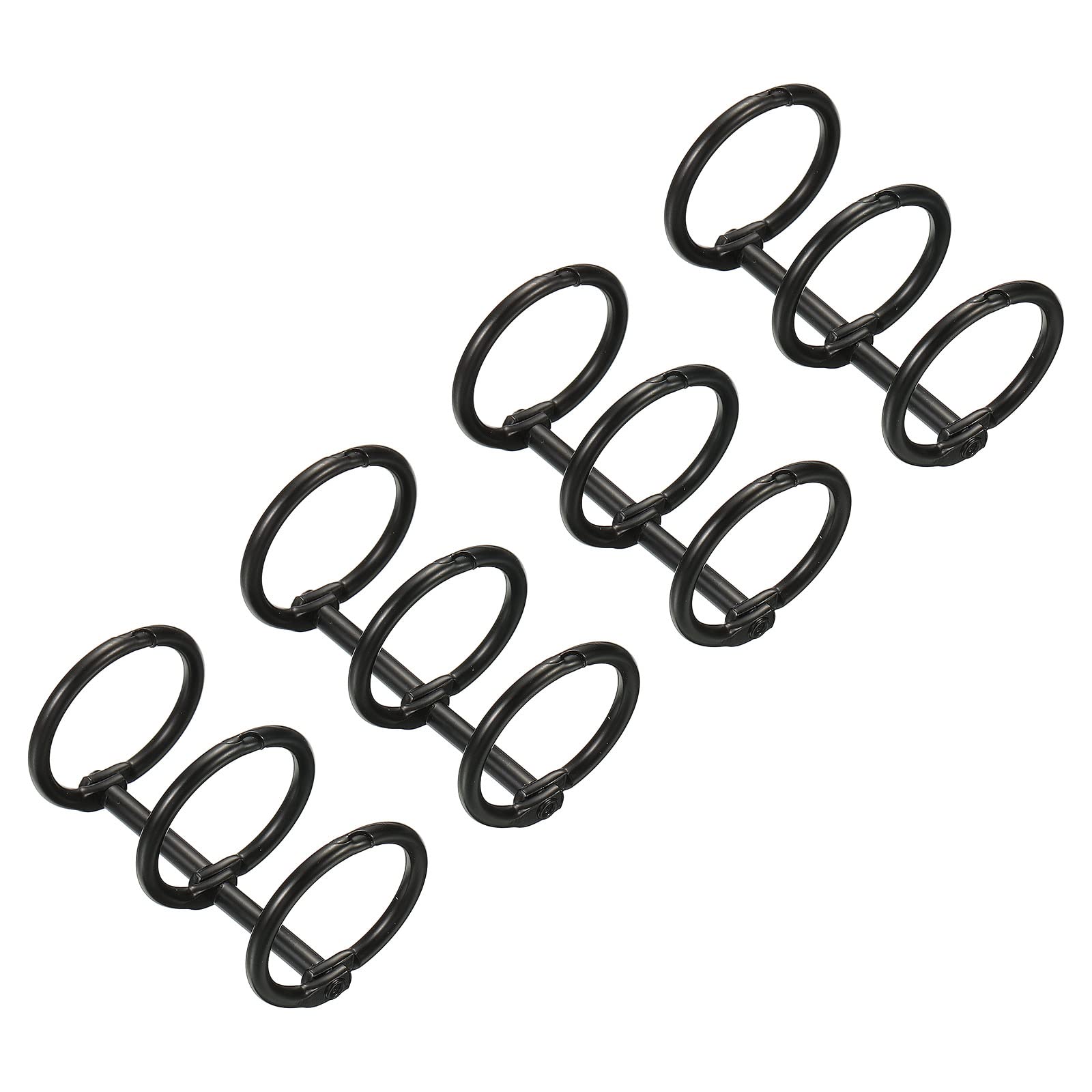 PATIKIL 0.79" Dia 3-Rings Book Rings, 4 Pack Metal Binder Rings Loose Leaf Ring Detachable for Office Desk Calendar Photo Album, Black