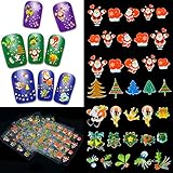 Relipop 12pcs Christmas Presents Santa Trees Design Nail Art Stickers Decals (One Size, Type 1)