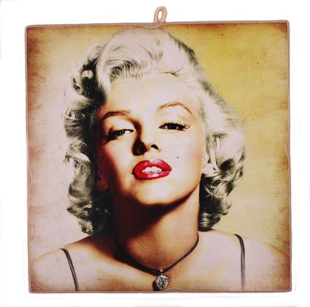 KUSTOM ART Cucuba Picture Vintage Style Marilyn Monroe Collectible Print on Wood. Measures 23 x 23 cm.