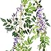 Felice Arts 2 Pcs Artificial Flowers 6.6ft/Piece Silk Wisteria Ivy Vine Green Leaf Hanging Vine Garland for Wedding Party Home Garden Wall Decoration (Purple)