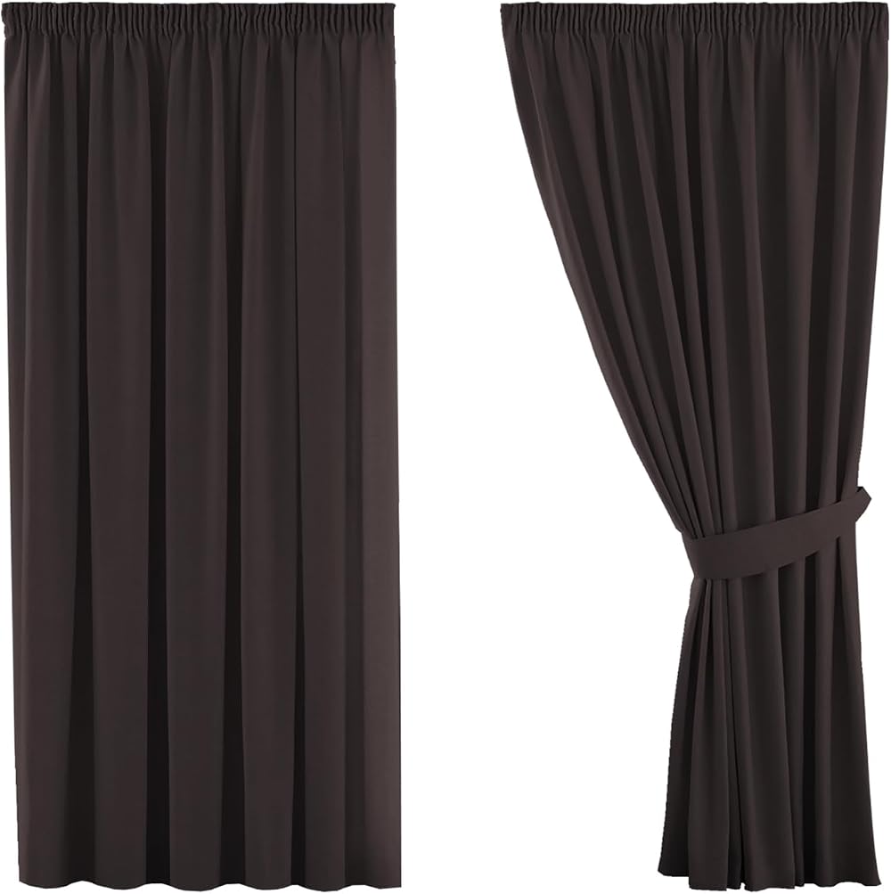 H.Versailtex Blackout Curtains 46x72 Set of 2 Pencil Pleat Brown Thermal