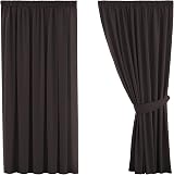 H.Versailtex Blackout Curtains 46x54 Two Panels Pencil Pleat Dark Brown Energy