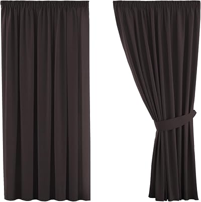 H.Versailtex Blackout Curtains 46x72 Set of 2 Pencil Pleat Brown Thermal