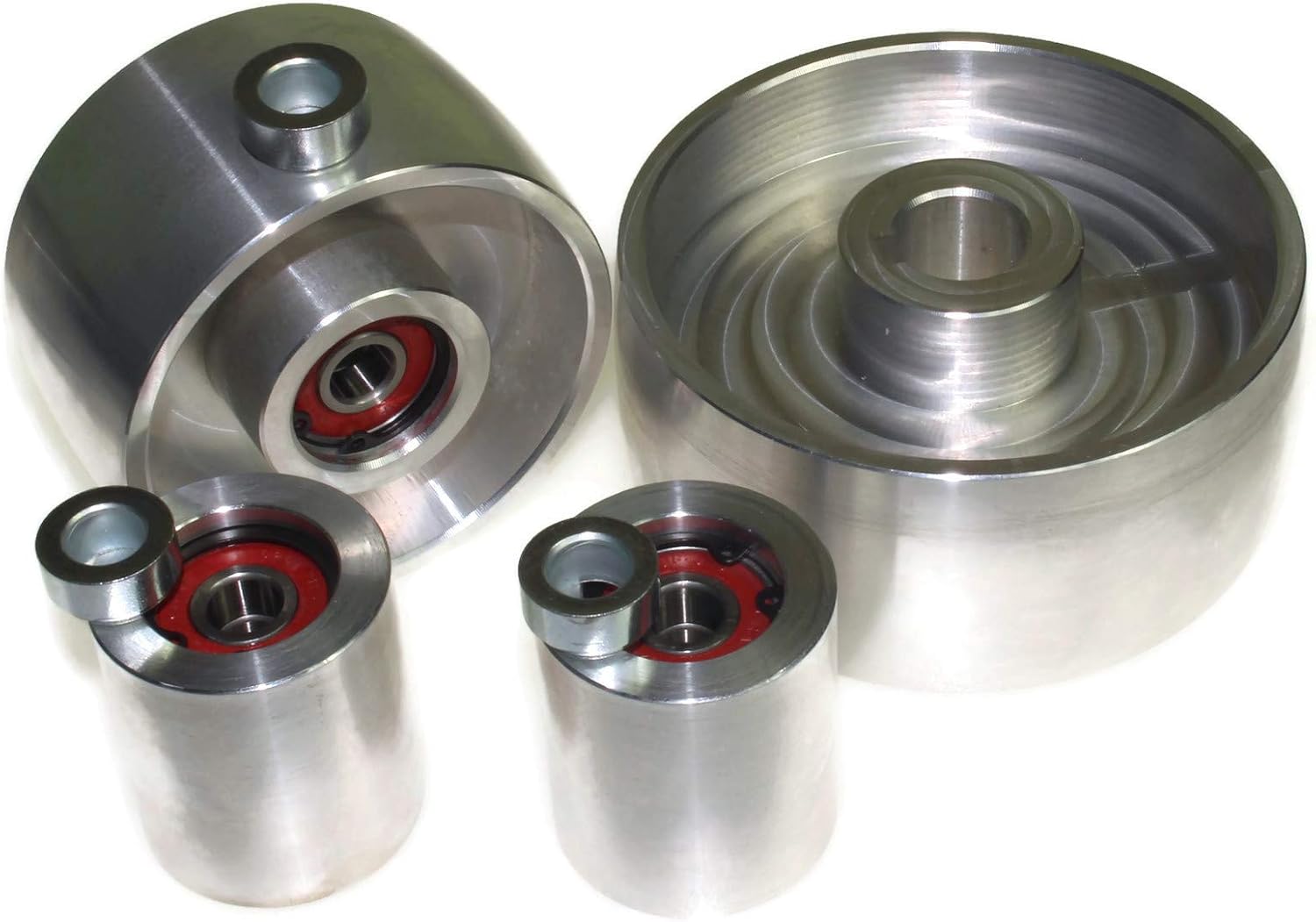 (AL5"-Track 4"- 24 Shaft) CNC Machined Belt Grinder wheel set for knife grinders 130 mm Drive-24 mm shaft 100 mm track 50 mm Idler - Image 5