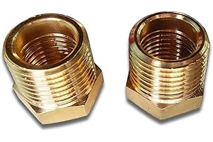 Gadoutcover 2 Pcs Brass Bushing 3/8" Male to 1/4" Female, 3/8" to 1/4" NPT Adapter Hex Brass Reducing Pipe Adapter Fitting Pipe Hose Tube Adapter Convert