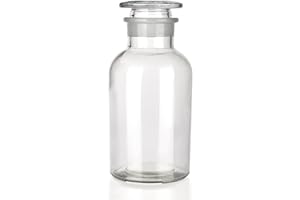 Kestun Lab Glass Reagent Bottle,Wide Mouth Glass Storage Bottle with Ground Stopper,Decorative Bottles/Vase (Clear, 1000ML)
