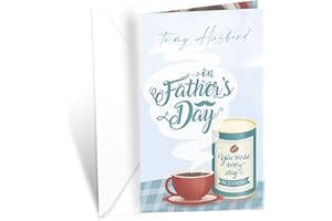 Prime Greetings Father's Day Card For Husband, Fathers Day Card From Wife, Made in America, Eco-Friendly, Thick Card Stock with Premium Envelope 5in x 7.75in, Packaged in Protective Mailer