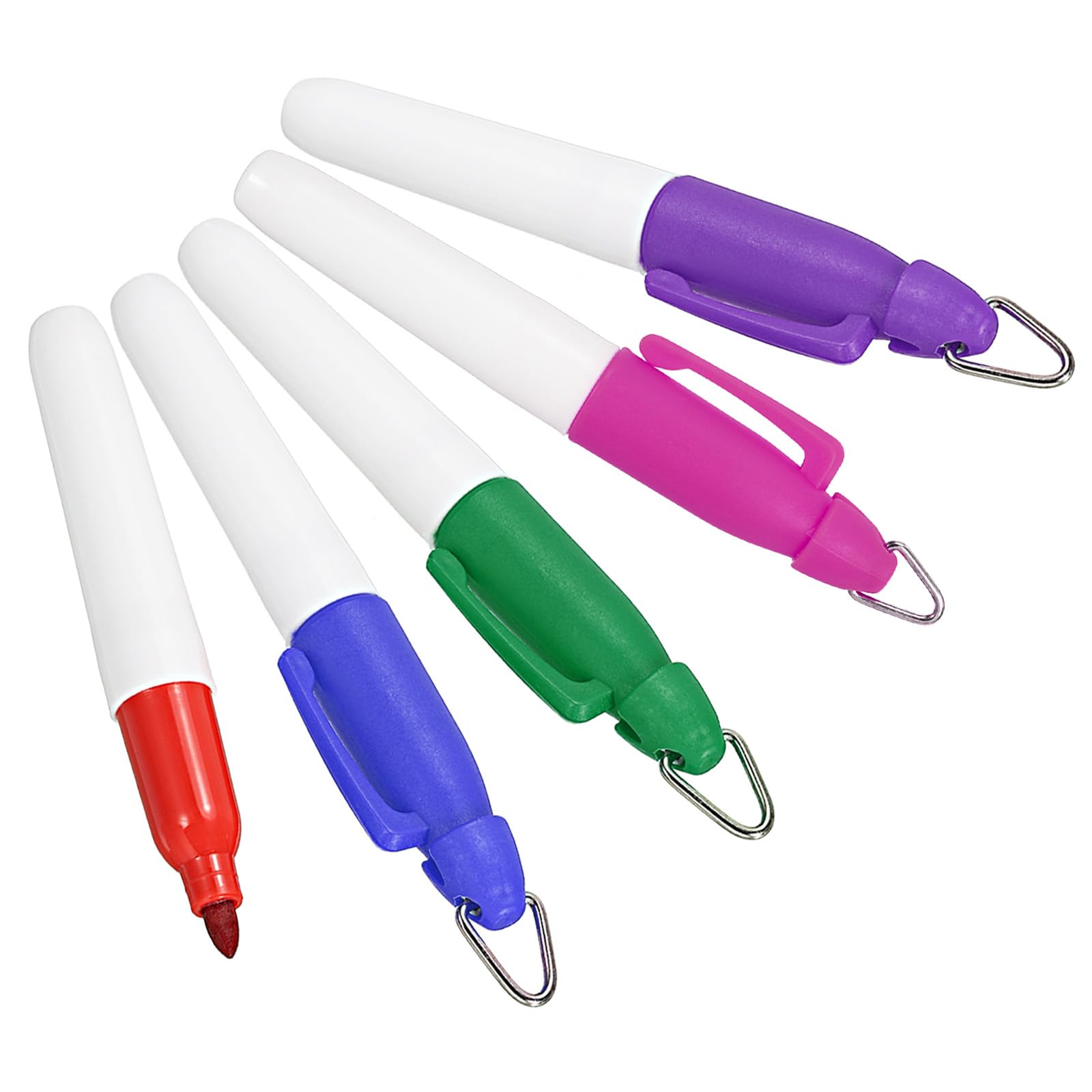 PATIKIL Mini Permanent Markers, 5 Pack Golf Ball Marker Pen with Keychain Clip for Office Meeting Outdoor Activities, 5 Color