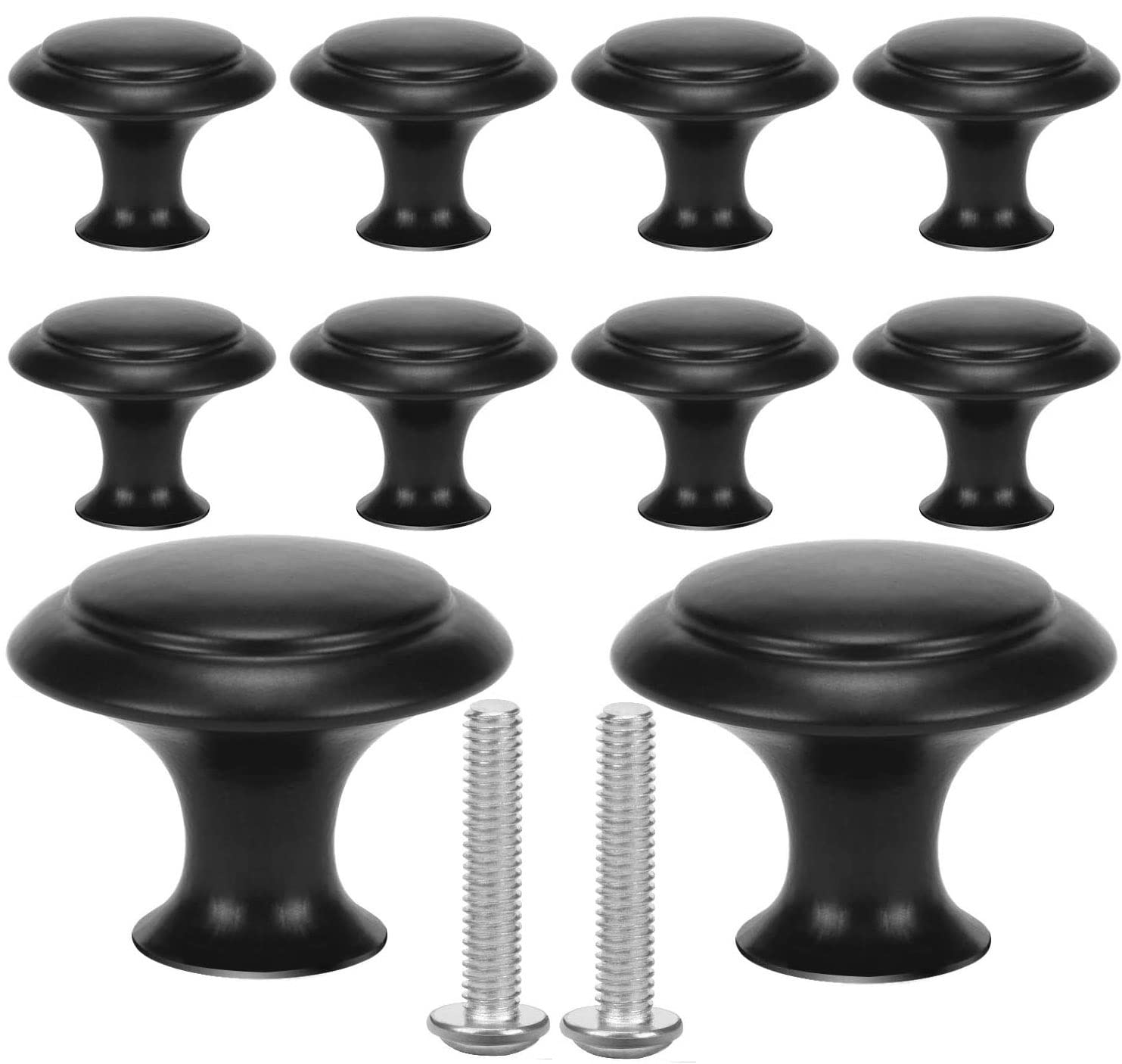 Oumuik 10pcs Black Door & Drawer Knobs, Zinc Alloy, for Kitchen & Cupboard Makeovers