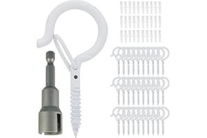 GearHill 30 String Lights Hooks, Heavy Duty, Safety Buckle Design, Easy to Release, Outdoor Screw Hooks, Screw in Hooks for Plants, Wing Nut Driver Included
