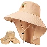 Garden Hair Don't Care Hats for Women Sun UV Protection Wide Brim Sun Hat with Neck Flap for Gardening, Fishing, Beach, Hiking, Outdoors, Summer Safari, Khaki