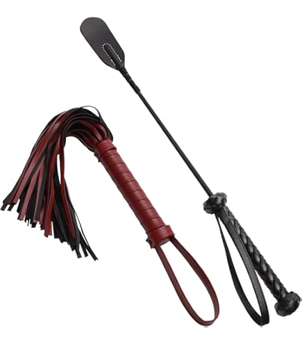 Fusta De Equitación De Cuero PU - Látigo Doble Bofetada, Color Negro, Tipo Espada