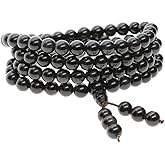 AmorWing 108 Beads Obsidian Stone Mala Bracelet Necklace