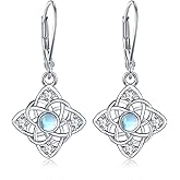 Celtic Moonstone Earring for Women 925 Sterling Silver Leverback Celtic Dangle Earrings Irish Celtic Knot Moonstone Leverback Earrings Jewelry Gifts for Women