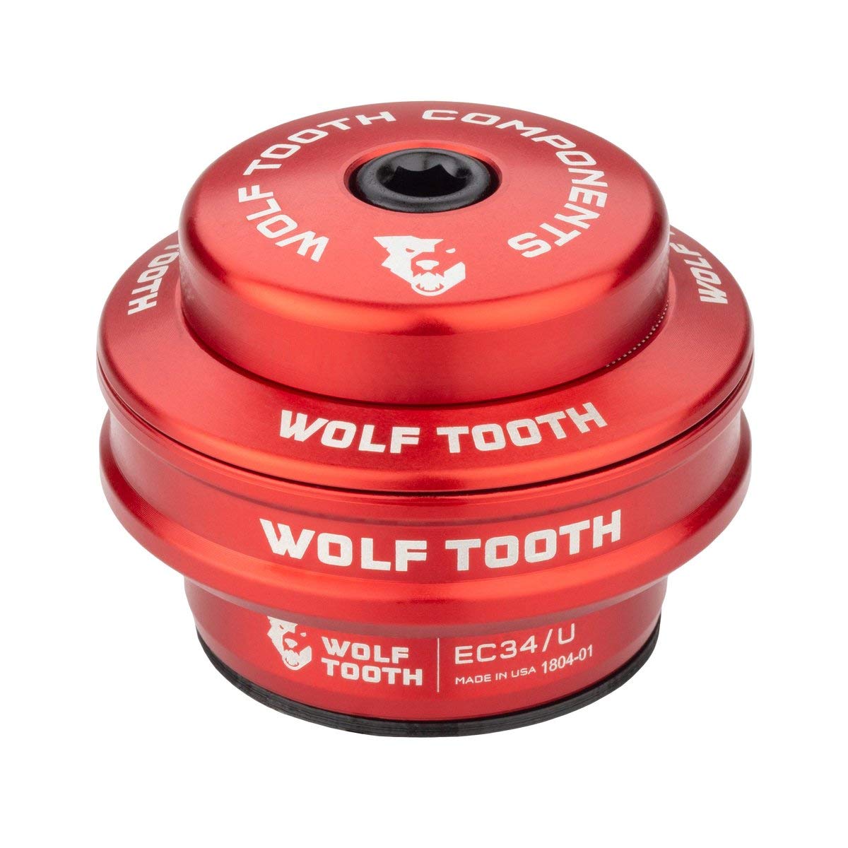 Wolf Tooth Performance EC34/28.6 Upper Headset 16mm Stack Red | Lightweight Aluminium Headset Stainless Steel Bearings Wide Colour Range