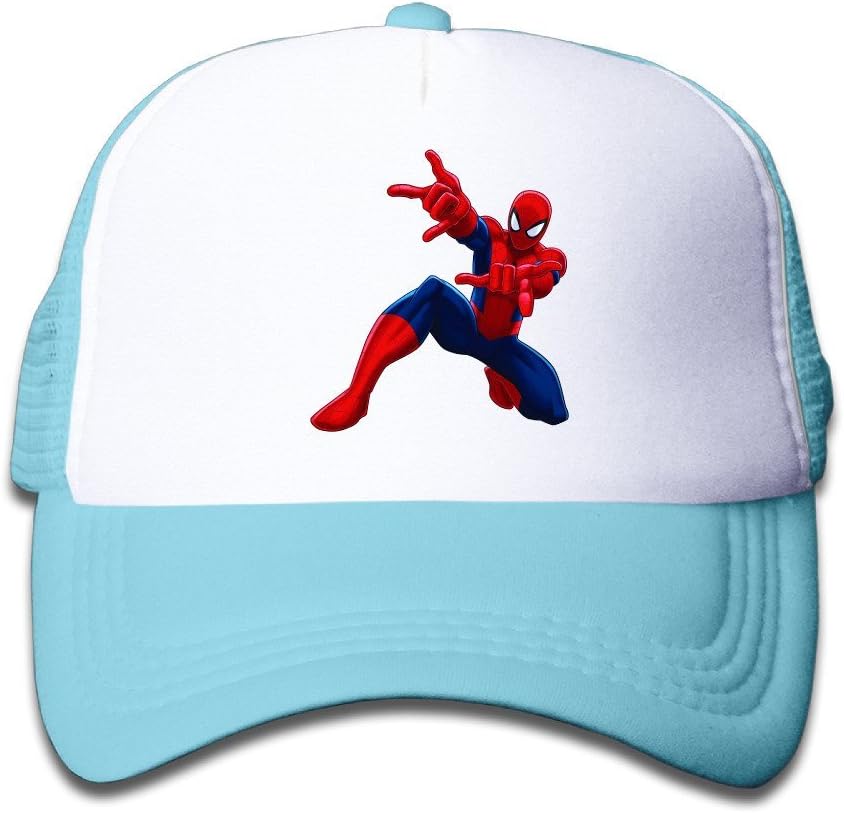 Custom Personalized Flat Billed Spider Man Sports Cap Hat SkyBlue