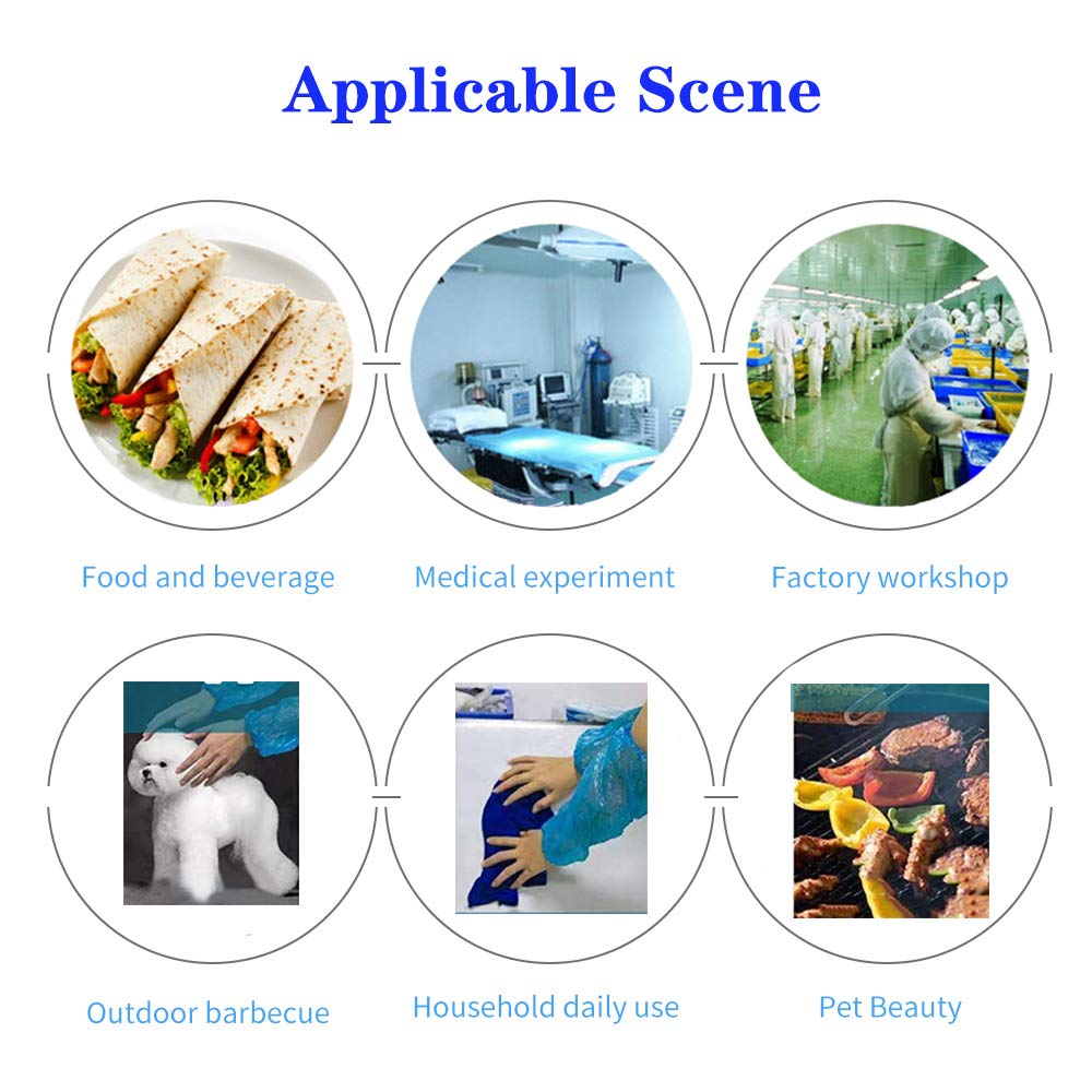 STGOOD Disposable PE Sleeves Covers, 100PCS Transparent Blue Waterproof Arm Protectors, 15.7 Inches - Image 3