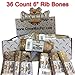 ChewMax Roasted Rib Bones 36 Count of 6 Inch 100% Natural Roasted Rib Bones Made in the USA