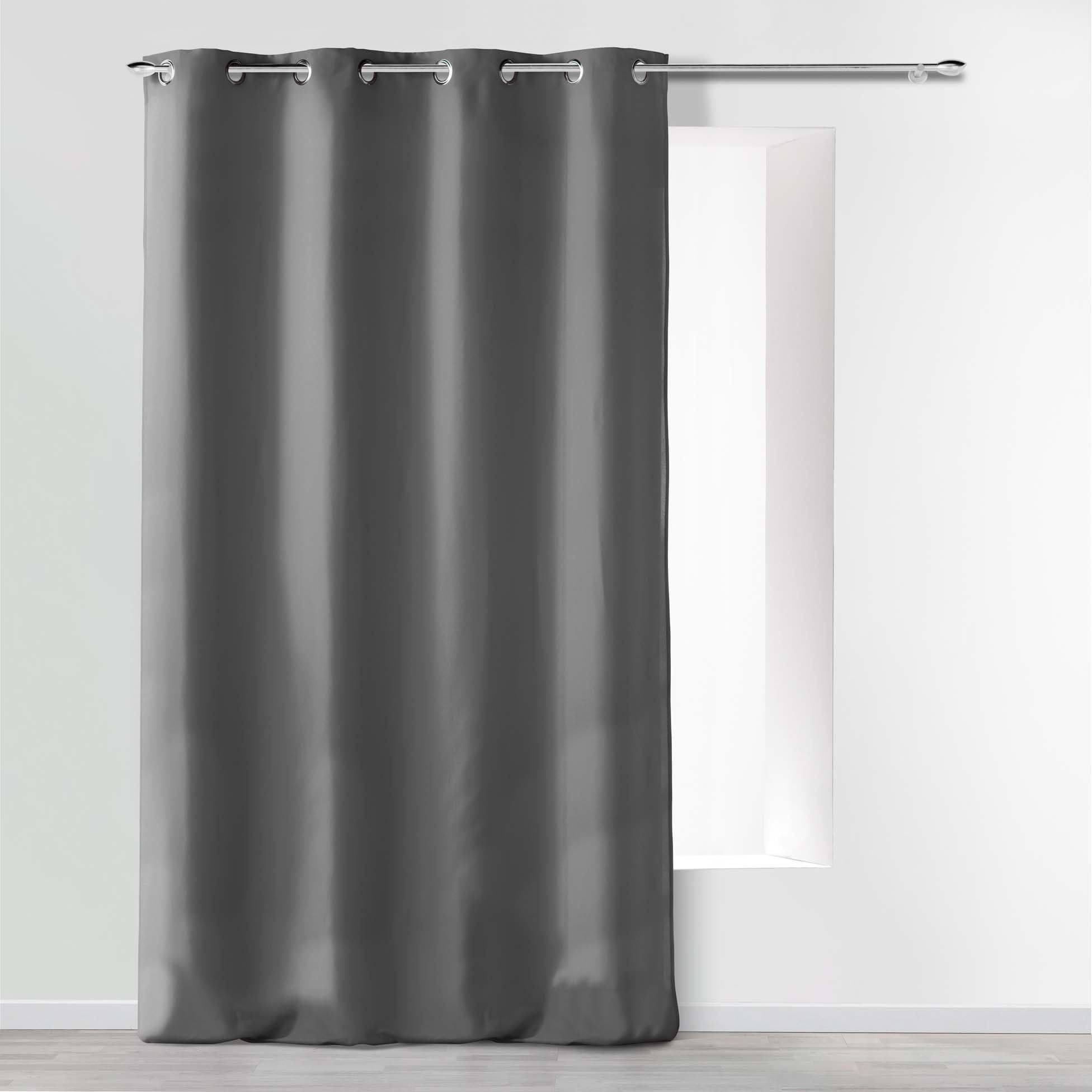 Douceur d'Intérieur Absolu Microfibre Curtain with Eyelets, Plain, Polyester, polyester, anthracite, 140 cm x 260 cm