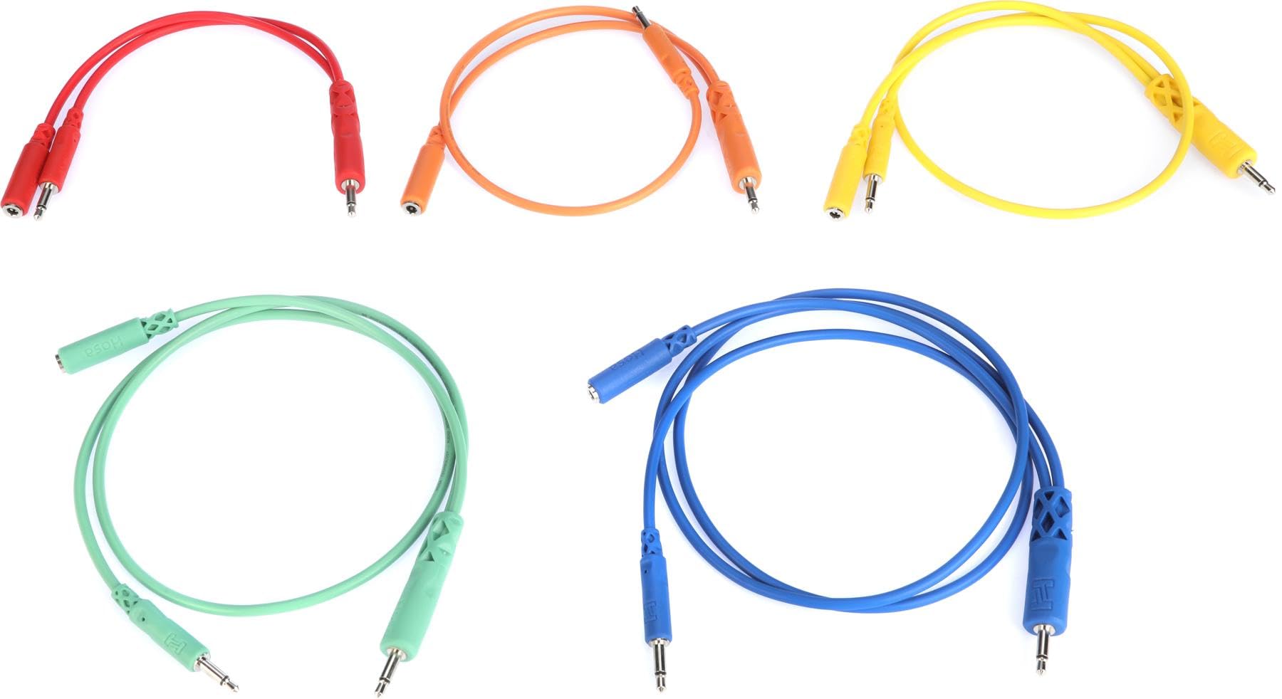 HOSA CMM-500Y-MIX 3.5 mm TS With TSF Pigtail to TS Hopscotch Patch Cables, Various Lengths (5 Pieces)