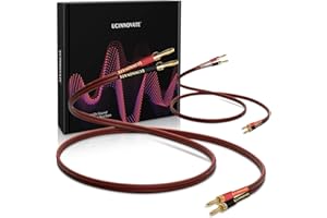 UCINNOVATE 2 Pack High-end Pure Copper HiFi OFC Speaker Wire Cable with Banana Plug, 3m Gold-Plated Banana Tip Plugs Male to 