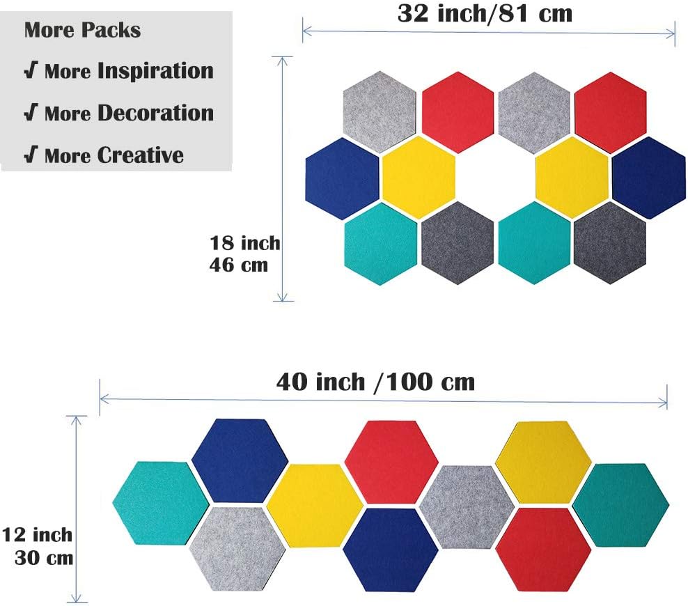 UniLiGis 6 Colors Hexagon Bulletin Board, Felt Cork Board Tiles, Pin Board Wall Decor for Photos, Memos, Display, Include 18 Pins 7x6.1x0.32 inches Group 1 : Office Products