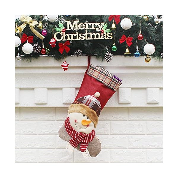 YAMUDA 3 Pcs New Year Christmas Stockings Socks Plaid Santa Claus Candy Gift Bag Xmas Tree Hanging Ornament Decoration - Image 7
