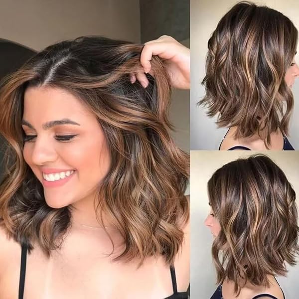 Amazon.com : Highlight Blonde Brown Lace Frontal Wig Curly 